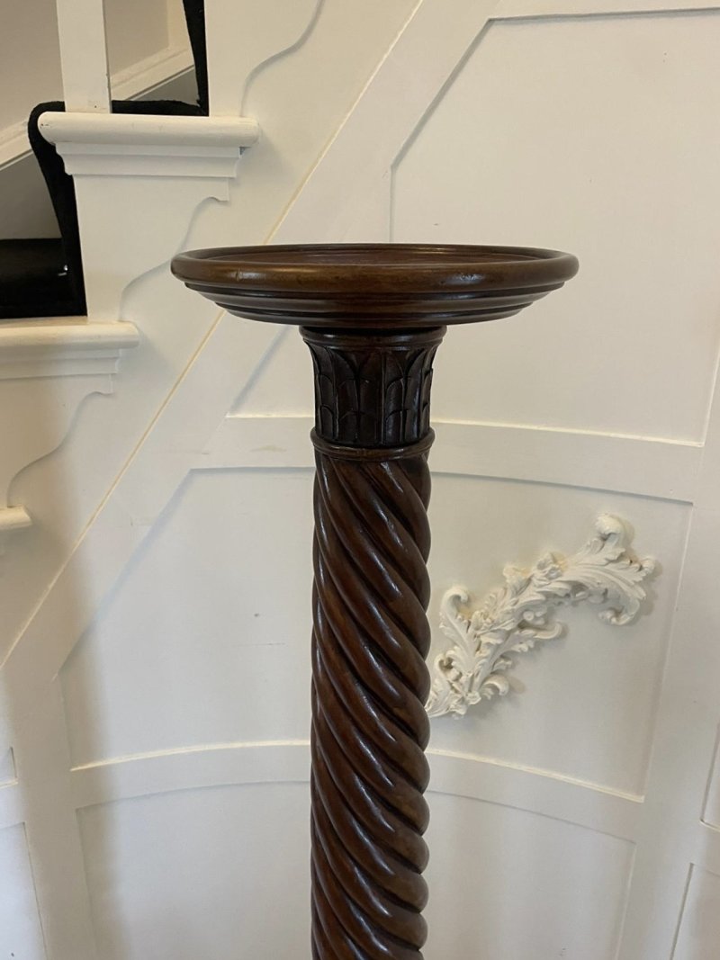 Antique Carved Mahogany Torchere/Plant Stand - Image 4